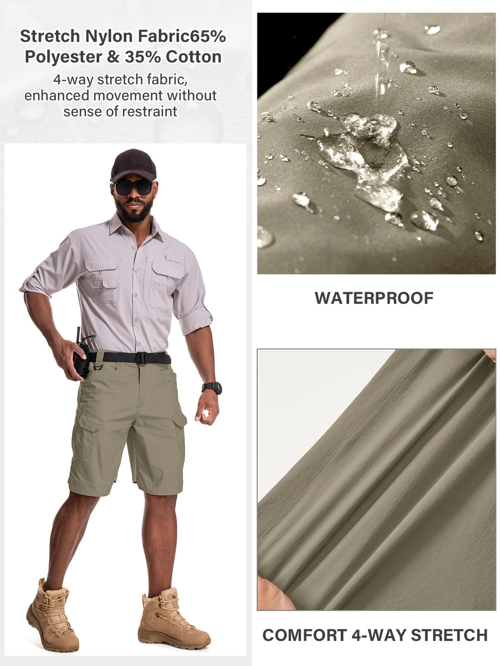 Jessie Kidden shorts in action hiking scene emphasizing UPF 50 sun protection and breathability