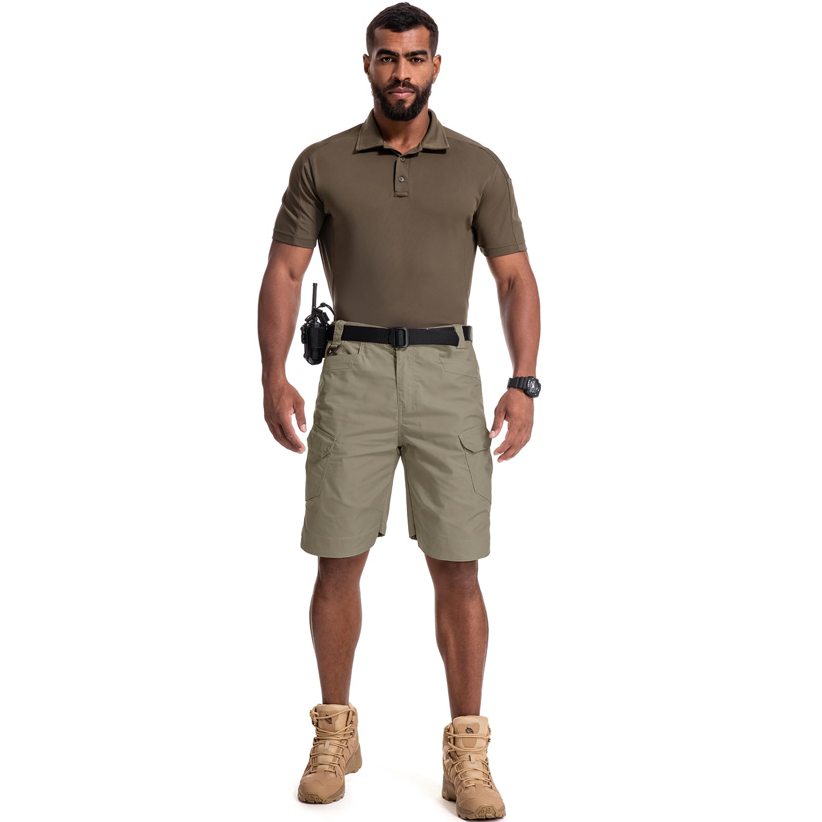 Jessie Kidden mens tactical stretch shorts back waistband and belt loops for flexible fit