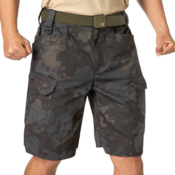 Jessie Kidden men's tactical stretch shorts side pocket detail highlights secure storage for tools and keys.