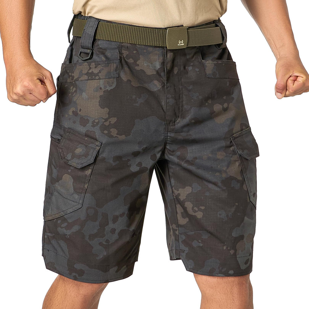 Jessie Kidden men's tactical stretch shorts side pocket detail highlights secure storage for tools and keys.