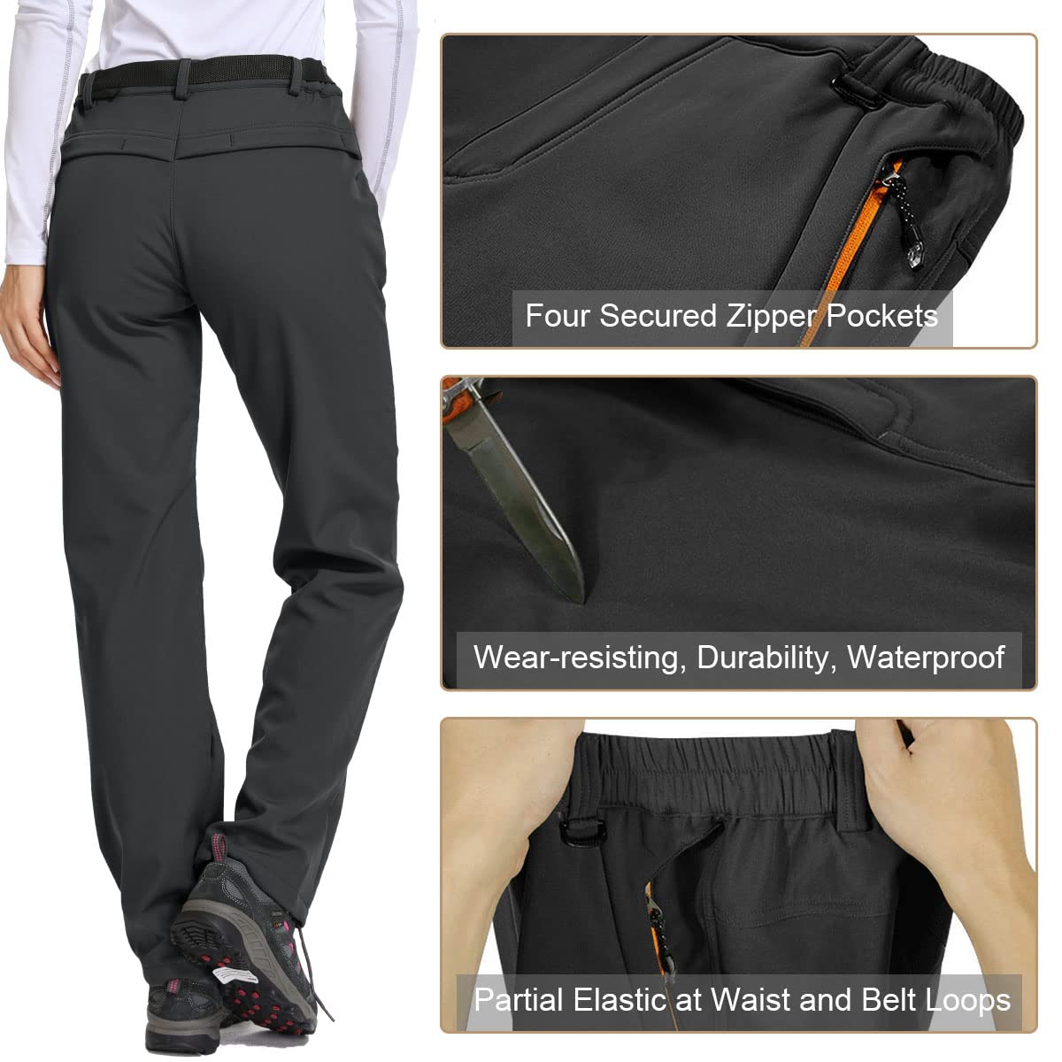 Jessie Kidden ski pants with knee dart offering mobility on slopes.