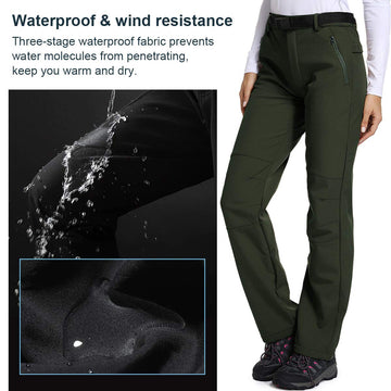 Jessie Kidden women's waterproof pants front view highlights slim-fit design and versatile outdoor wear.