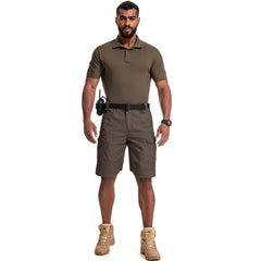 Jessie Kidden tactical shorts pocket detail with zippers for secure storage