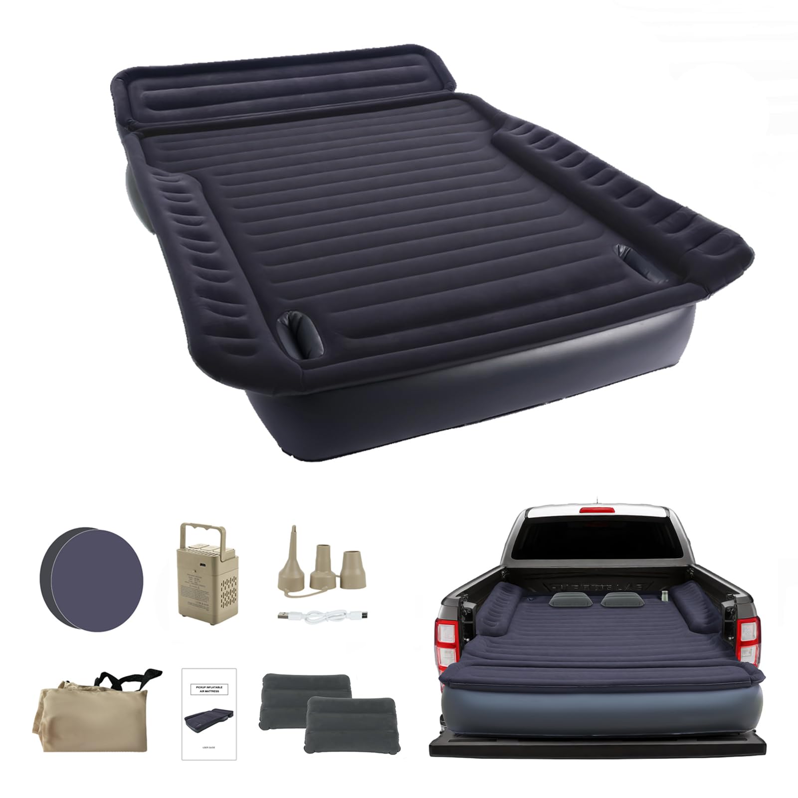 JESTMOTOR camping truck bed mattress inflated for a snug road-trip sleep