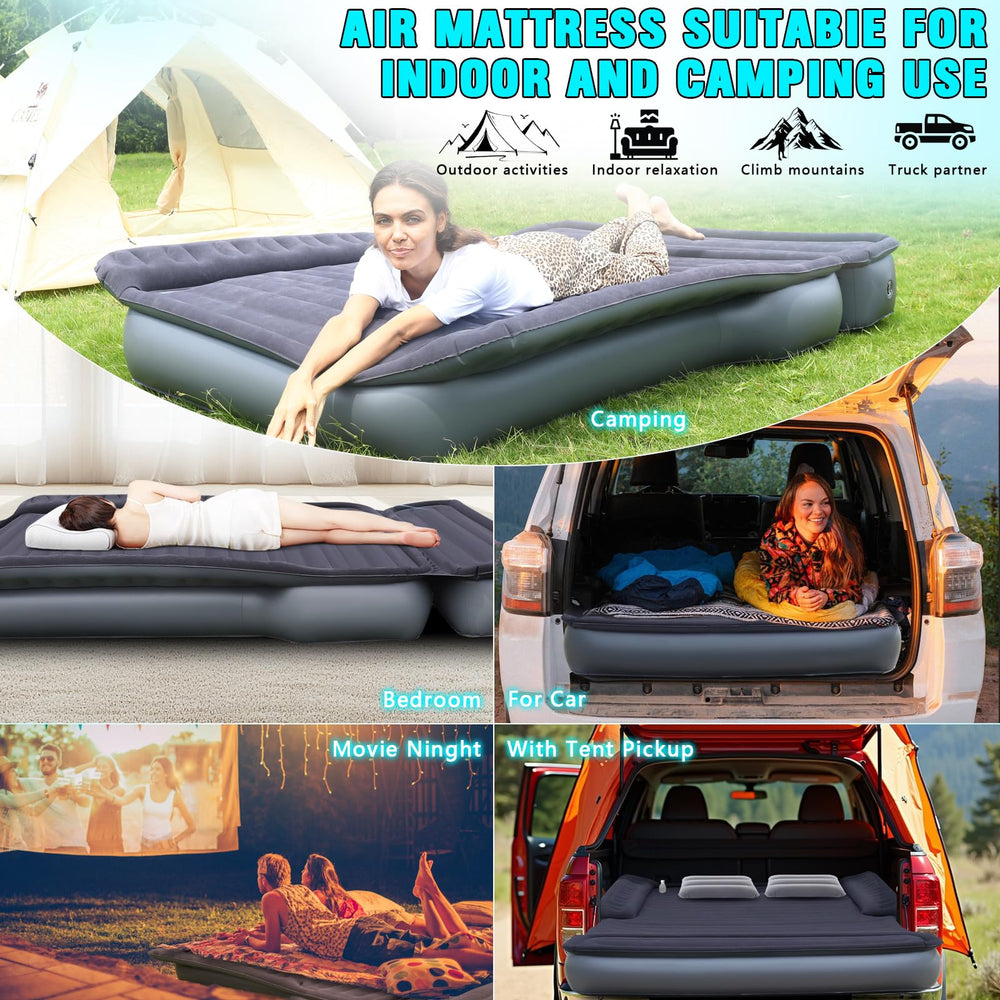 JESTMOTOR truck bed mattress setup showing wheel-well contour for full space