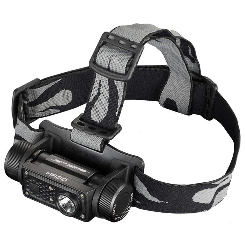 JetBeam 4016680 headlamp in black with red light for nighttime visibility