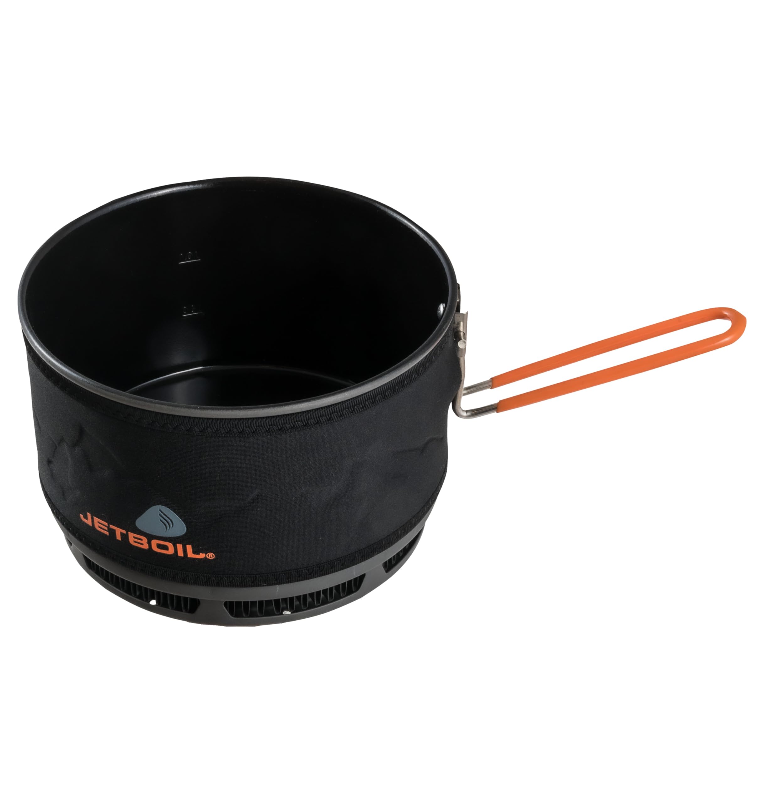 Jetboil non-stick ceramic coating eases cleanup after trail meals.