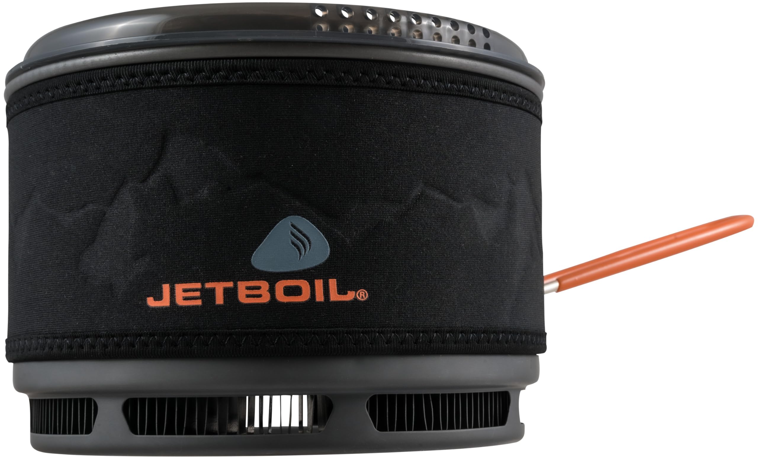 Jetboil 1.5L Ceramic FluxRing Cook Pot with lid strainer designed for backcountry meals.