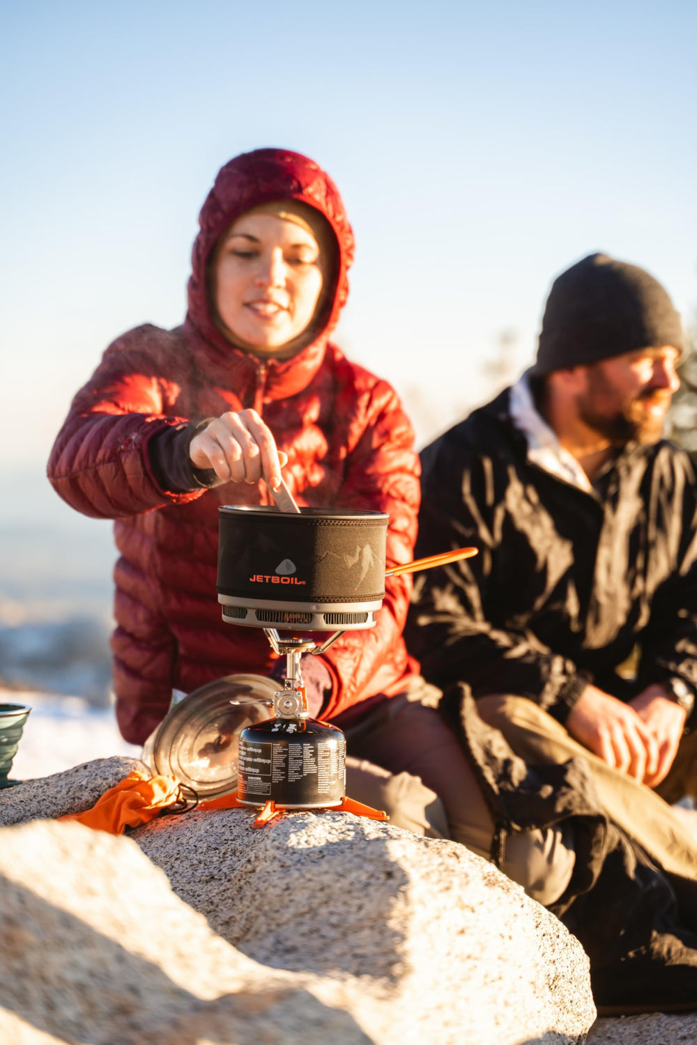 Jetboil FluxRing pot wide opening supports easy simmering for small groups.
