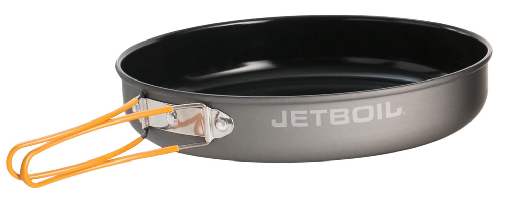 Jetboil 10-inch nonstick fry pan ready for camp meals with easy release surface