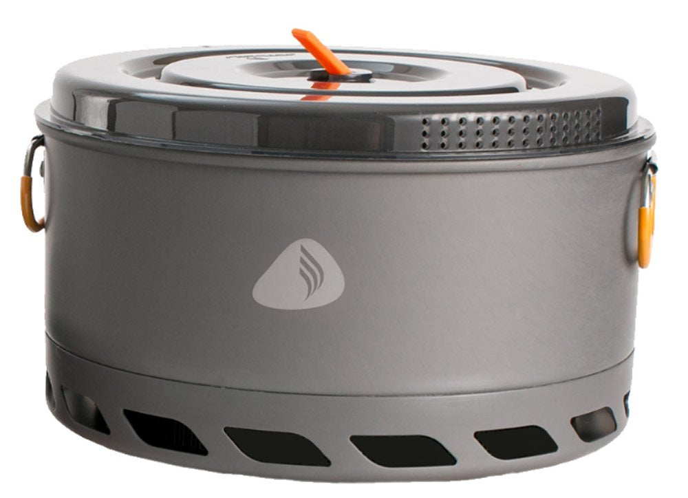 Jetboil 5-liter FluxRing cooking pot with lid delivers efficient group meals boiling.