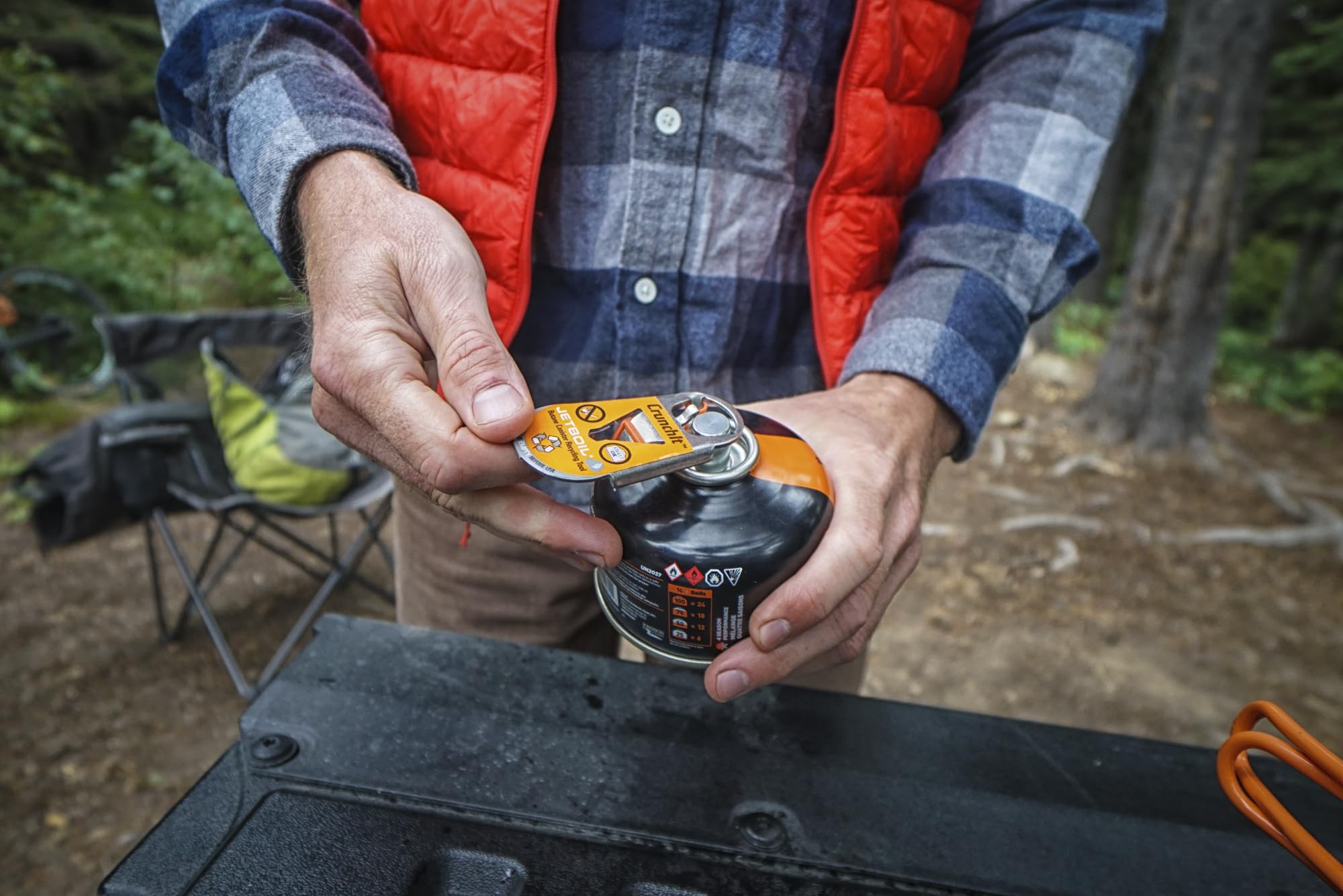 Jetboil CrunchIt slot for carabiner or key ring attachment.