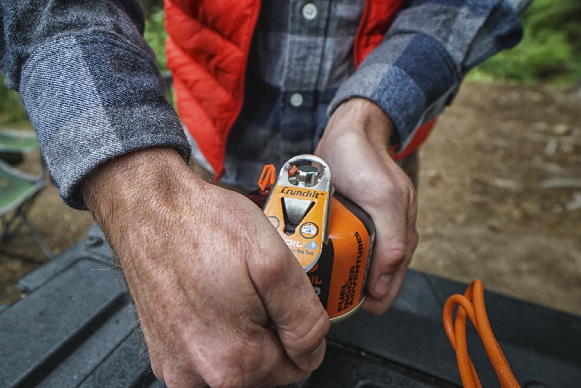 Jetboil CrunchIt rugged stainless steel body highlights durable construction.