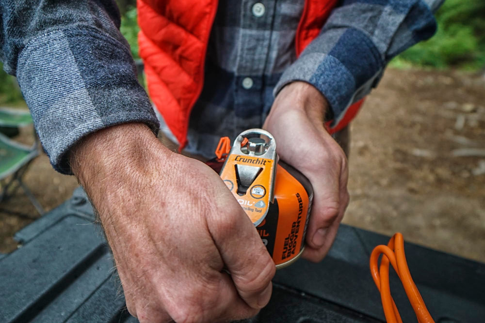 Jetboil CrunchIt rugged stainless steel body highlights durable construction.