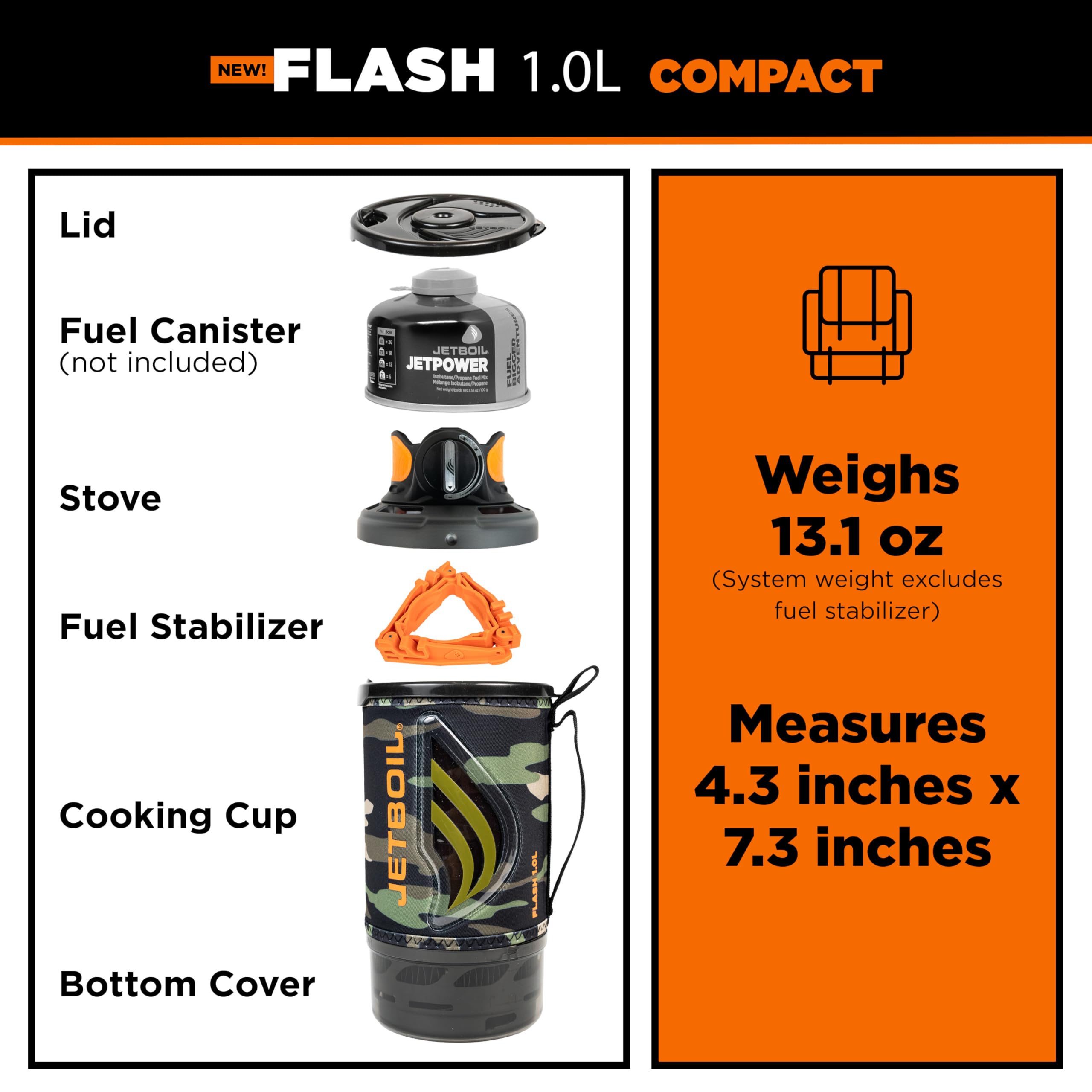 Jetboil Flash 1L cooking cup doubles as a measuring cup for simple meals.
