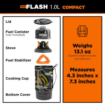 Jetboil Flash 1L cooking cup doubles as a measuring cup for simple meals.