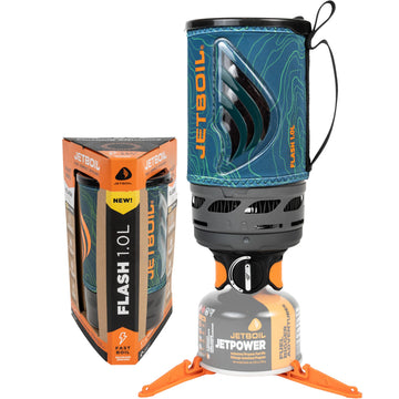 Jetboil Flash 1L ignition knob showing one-step auto ignition for quick starts
