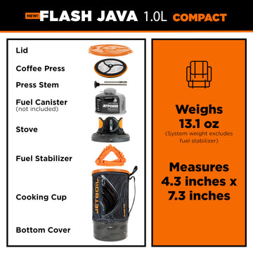 Jetboil Flash Java 1.0L three-point locking ensures secure connection on uneven ground.