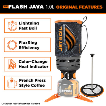 Jetboil Flash Java 1.0L heat indicator shows when water is ready.
