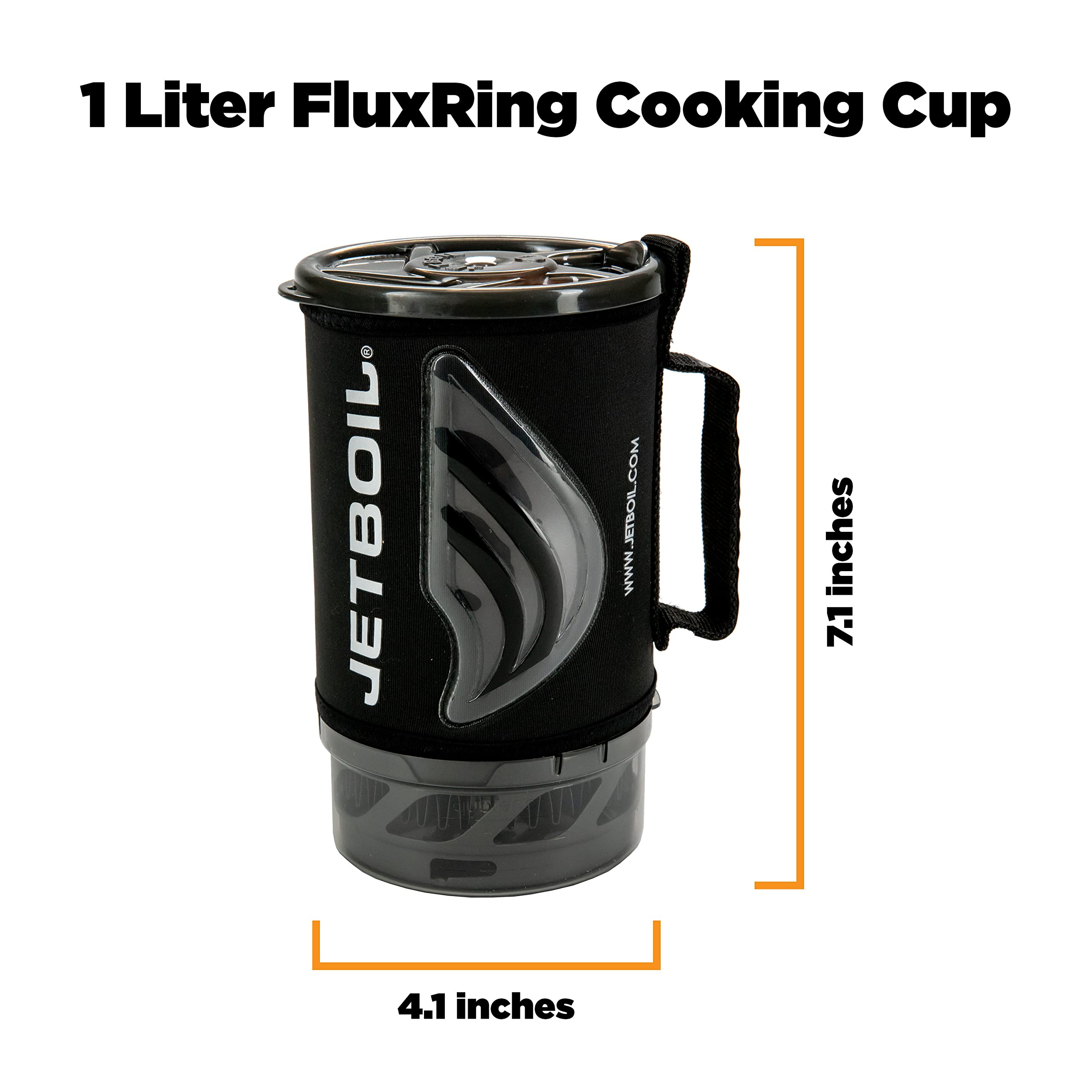 Jetboil FluxRing 1L cup with cozy keeps beverages hot on trail.