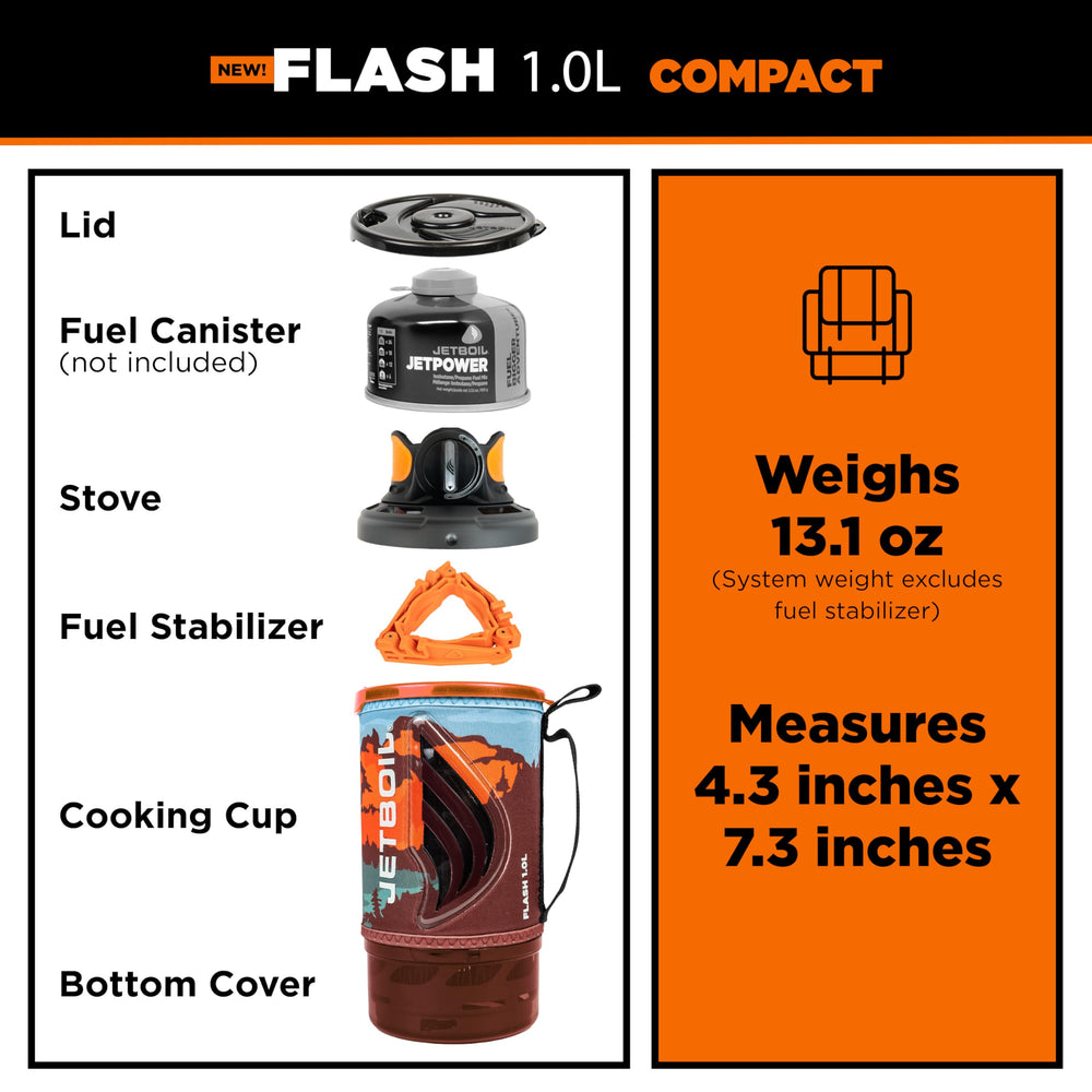 Jetboil FluxRing technology for efficient heat transfer and fuel savings.