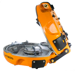 Jetboil Genesis basecamp stove main view highlights compact design for quick outdoor meals.