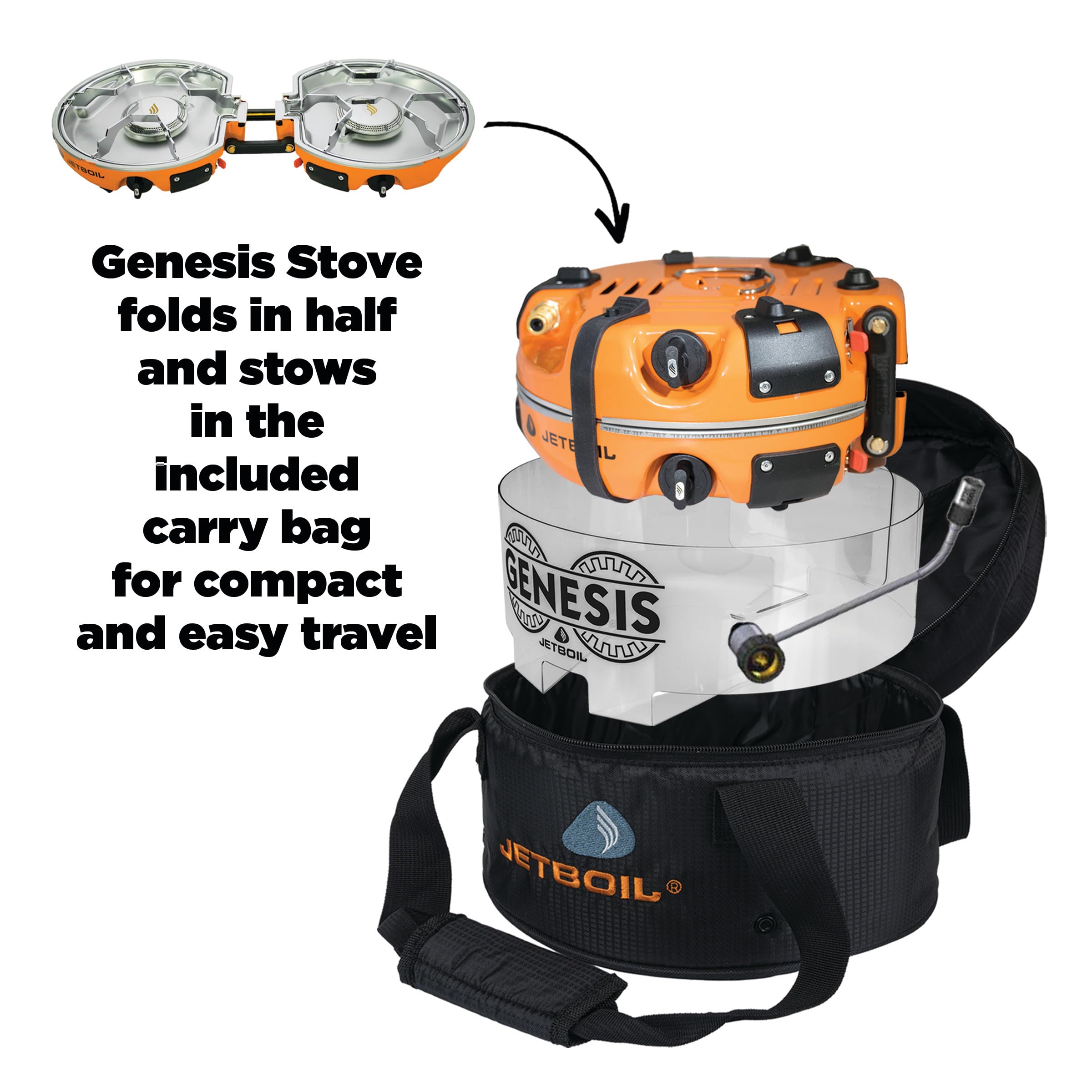 Jetboil Genesis with frying pan shows integrated cooking versatility for backcountry chefs.