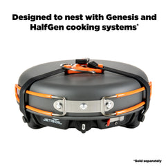 Jetboil high-wall design keeps sautéed ingredients contained during cooking