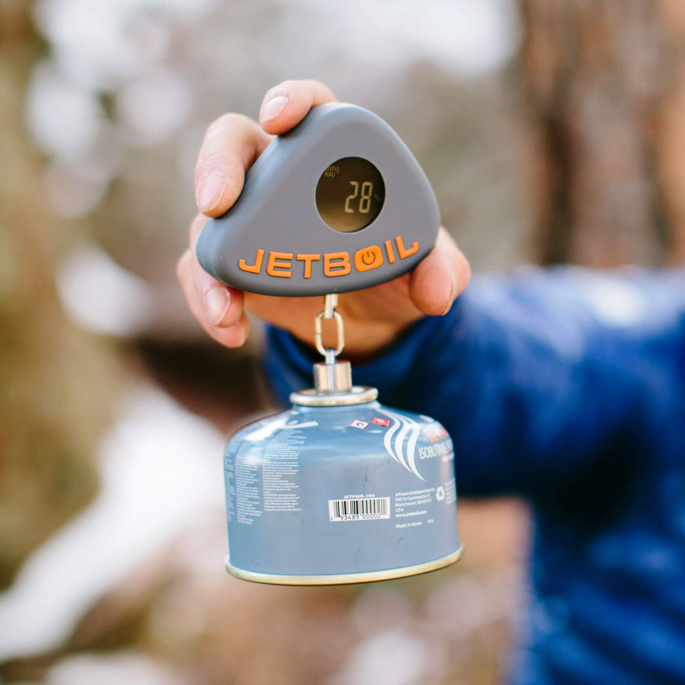 Jetboil JetGauge backcountry-use shot illustrates fuel planning during adventures.