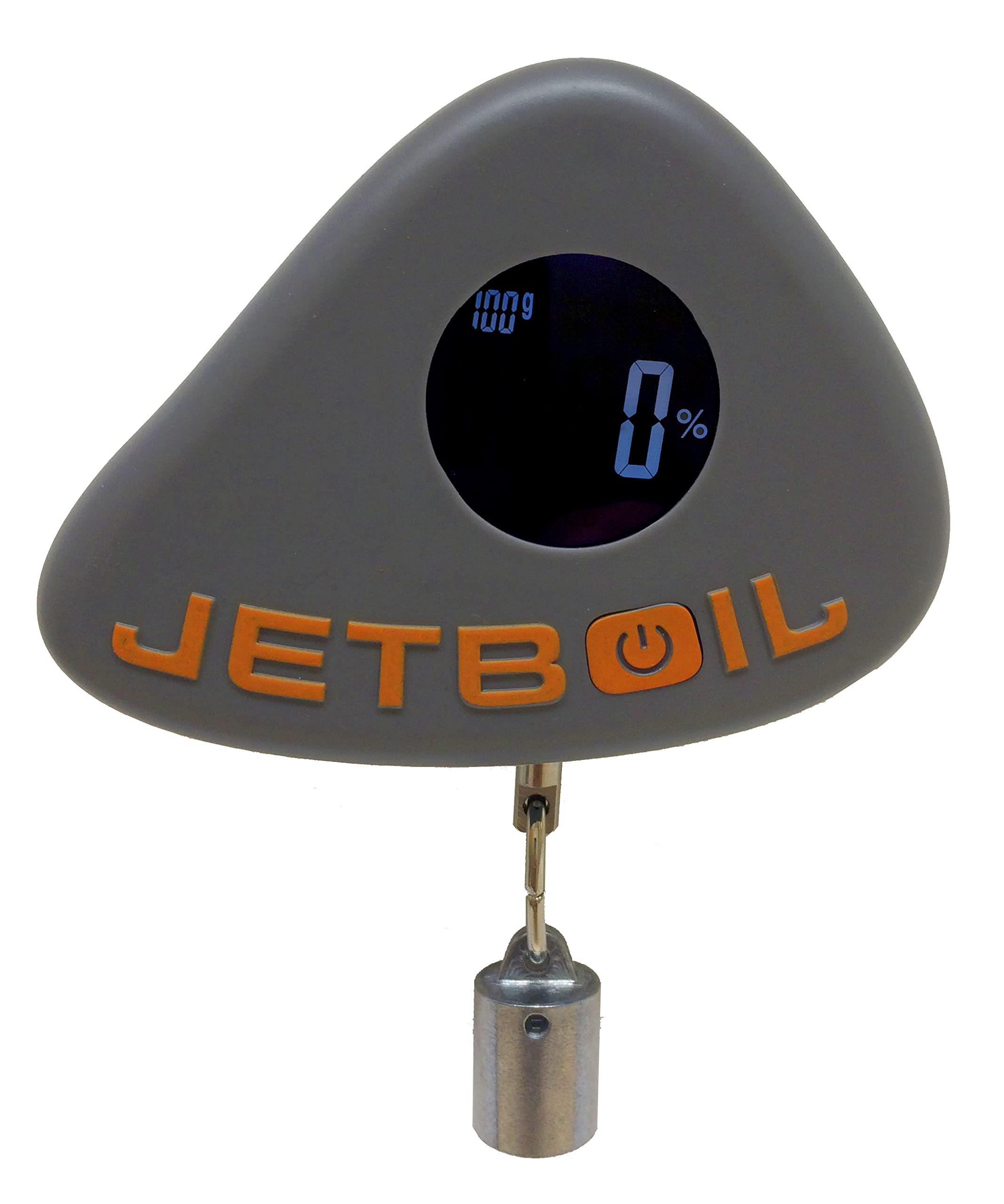 Jetboil JetGauge digital fuel display shows remaining canister levels for planning trips.