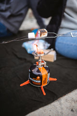 Jetboil MightyMo pushbutton igniter ensures reliable startup in cold conditions