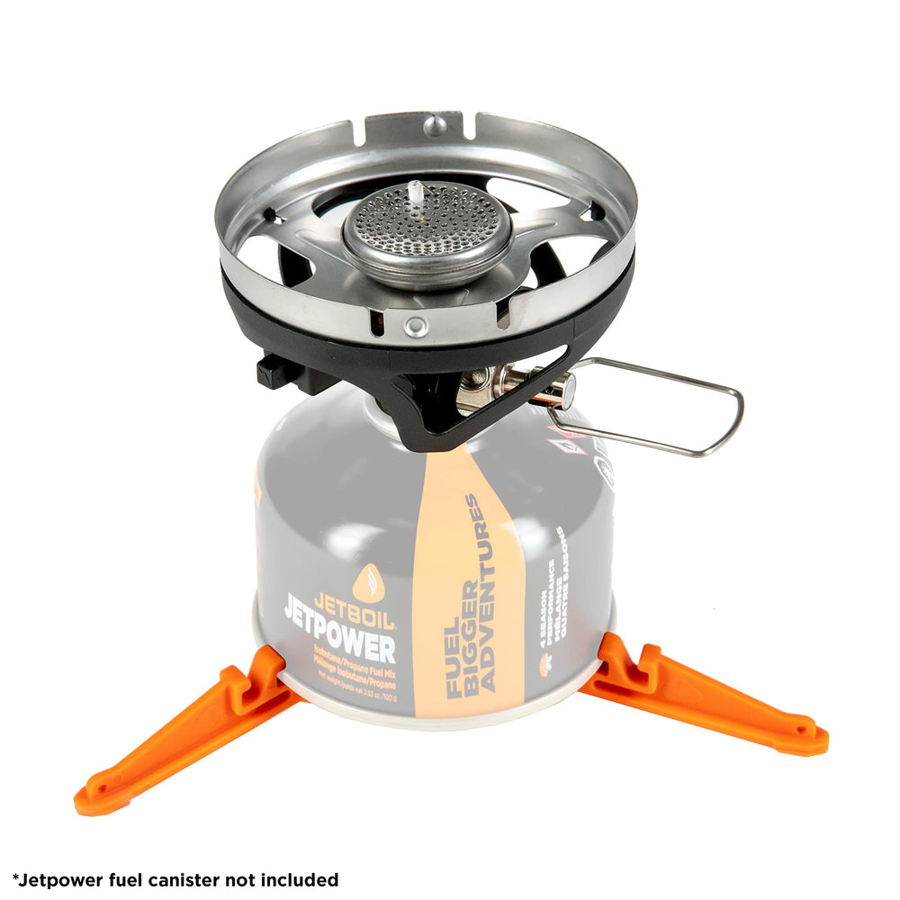 Jetboil MiniMo Sunset FluxRing technology boosts efficiency and reduces fuel use.