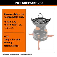 Jetboil Pot Support 2.0 compatible with Flash 1.0L stoves for versatility.