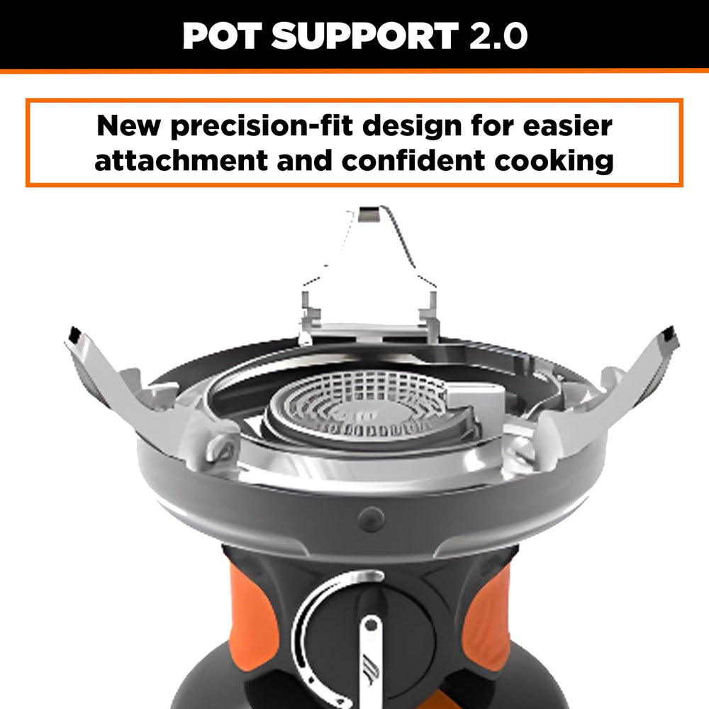 Jetboil Pot Support 2.0 stows under the burner for tidy packing.