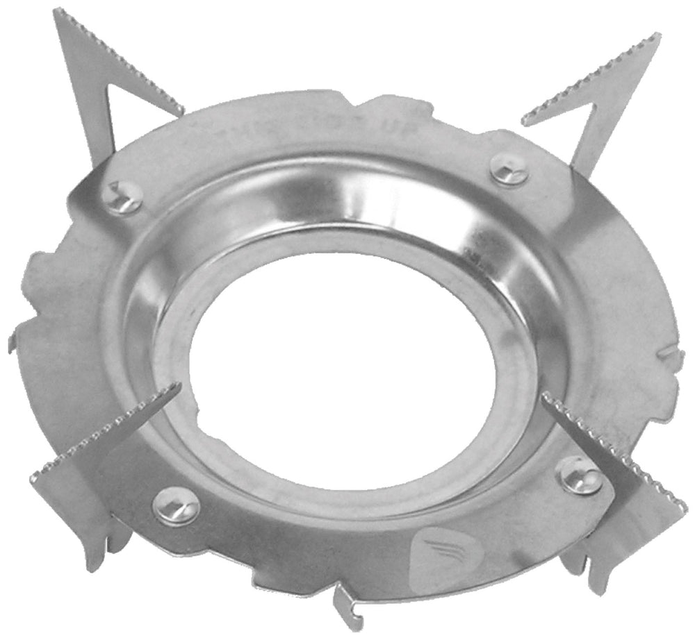 Jetboil pot support attached to a burner for stable cooking surfaces