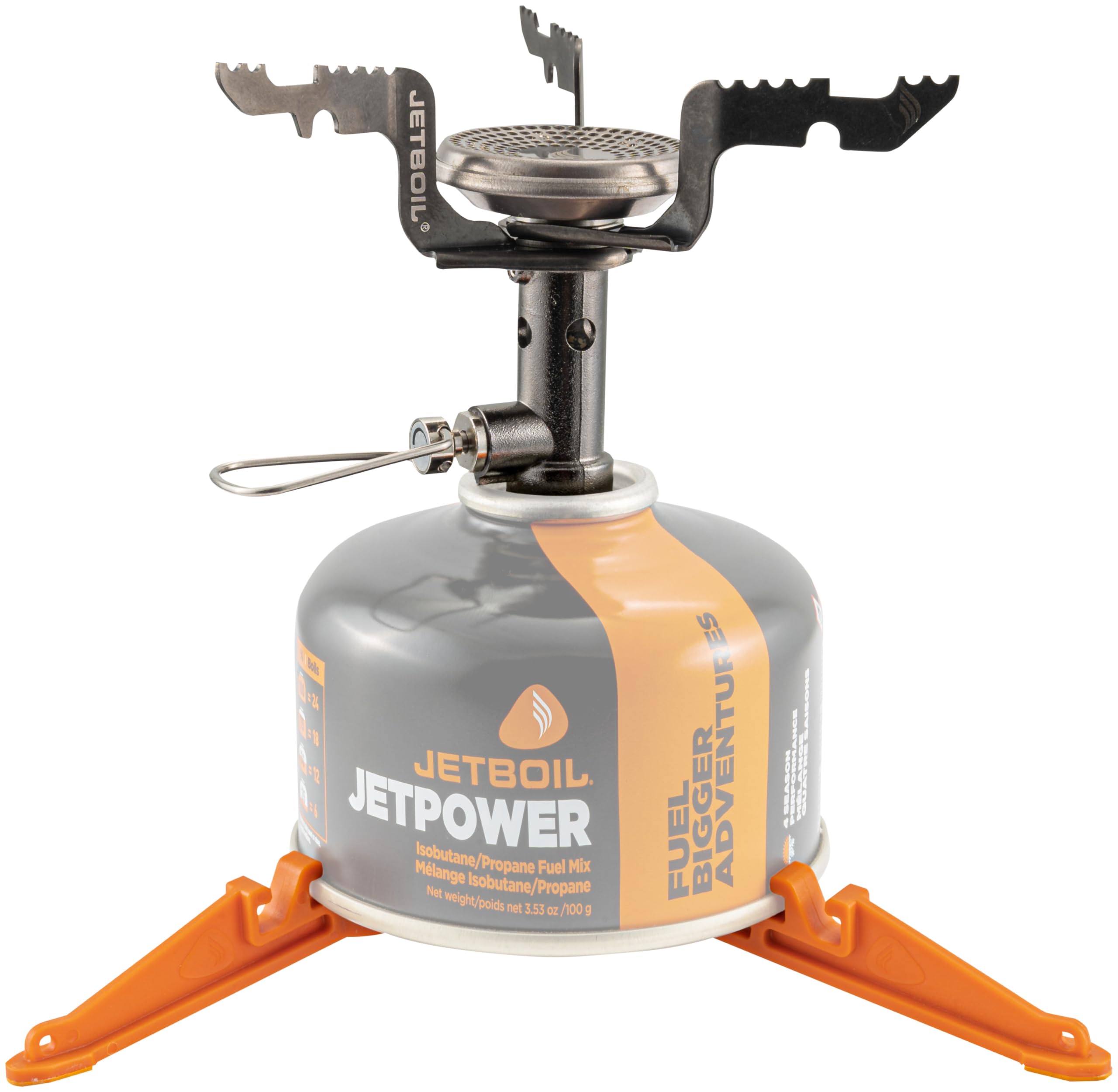 Jetboil Stash stores 100g JetPower canister inside the cookpot.