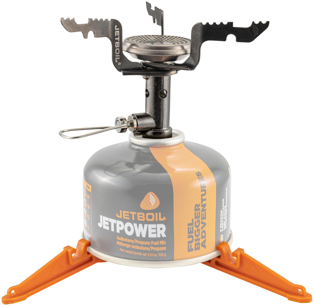 Jetboil Stash stores 100g JetPower canister inside the cookpot.