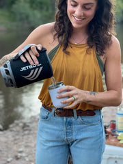 Jetboil Sumo FluxRing 1.8L cup heats fast for family meals outdoors.
