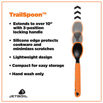 Jetboil TrailSpoon extendable in-pot use for thorough cleaning