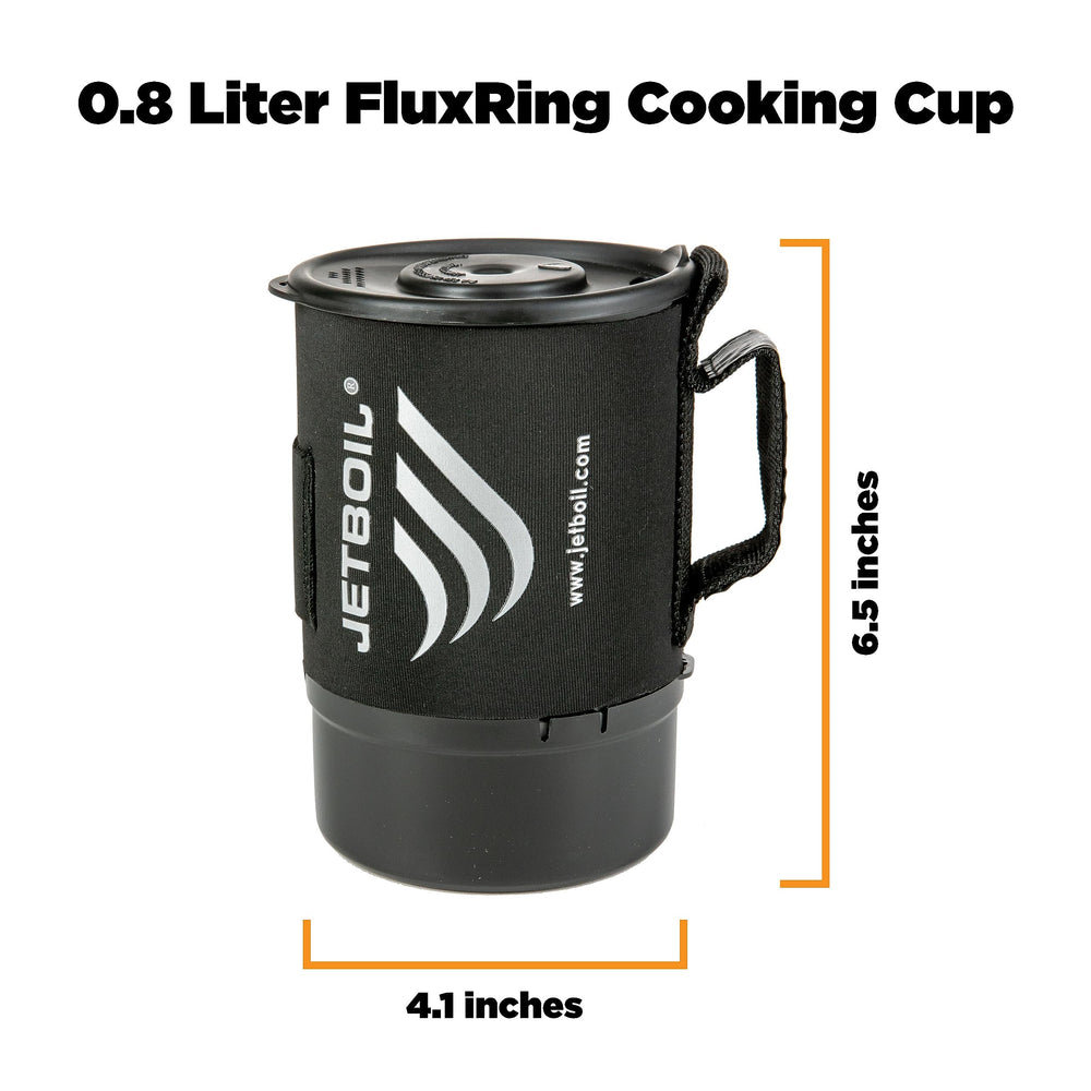 Jetboil Zip fluxring cup with cozy keeps water warm
