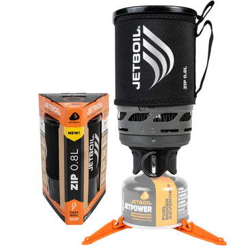 Jetboil Zip stove ignition knob enables quick, reliable start for backpacking meals.