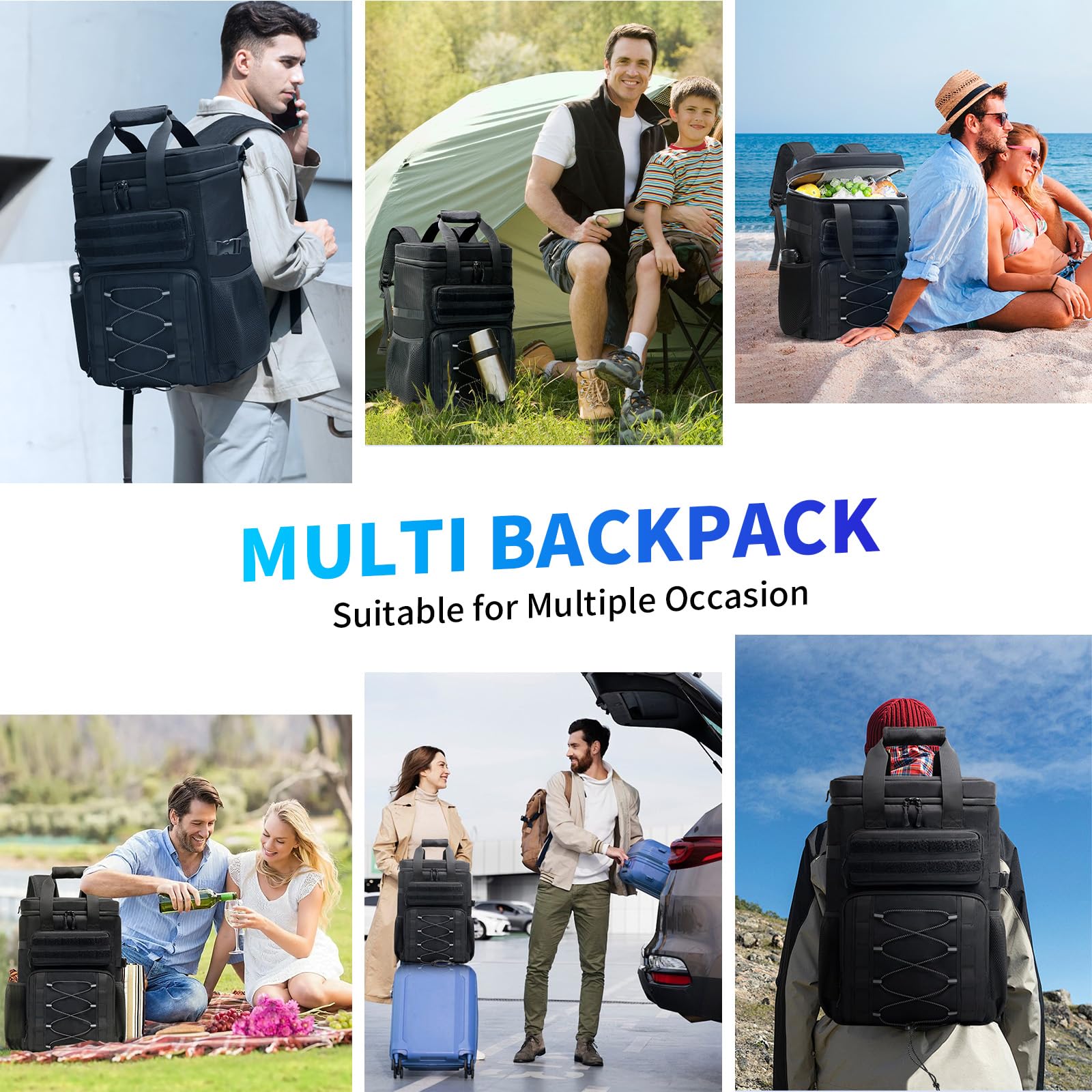 Jetviivid Cooler Backpack in-use at beach shows spill-proof, durable design.