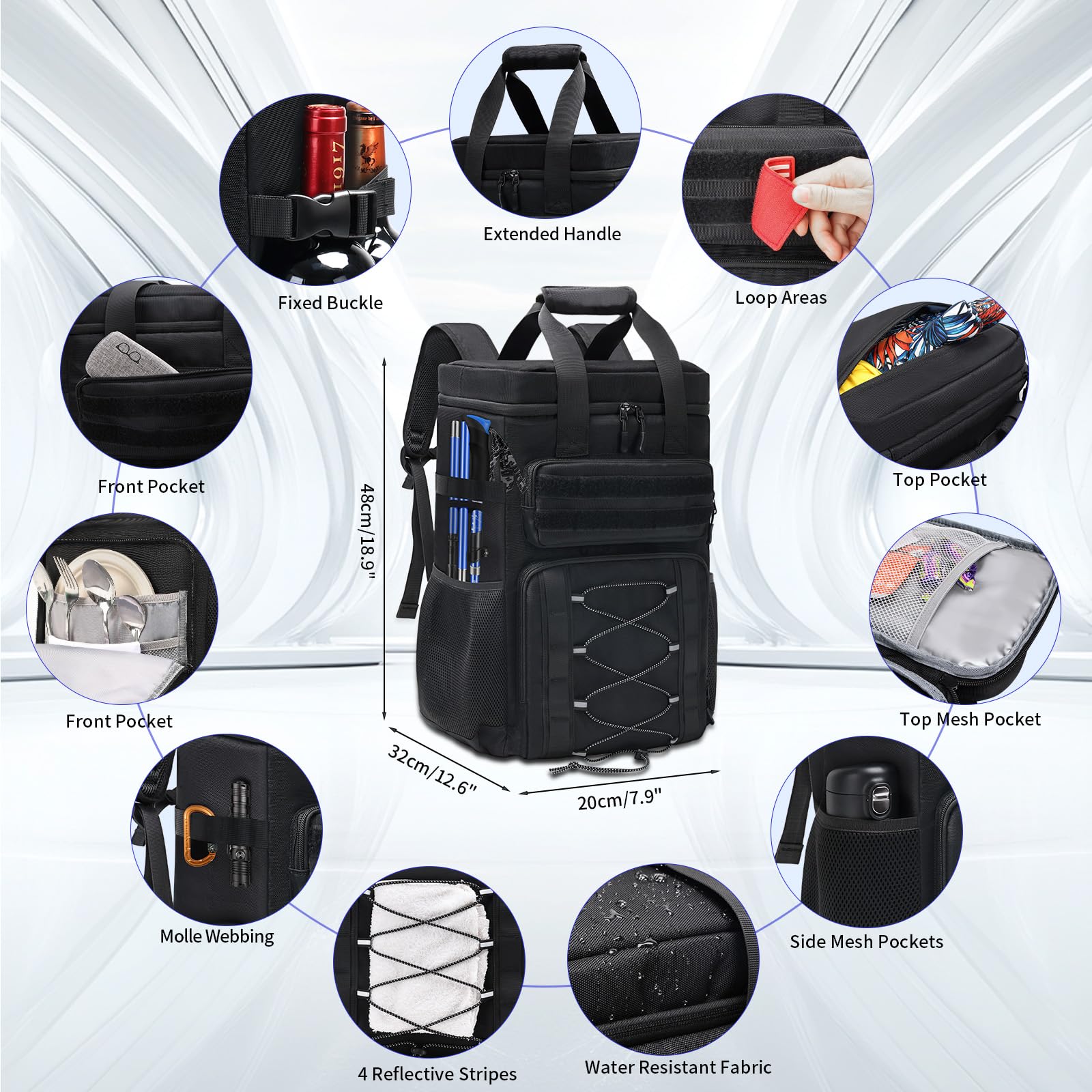 Jetviivid Cooler Backpack laptop compartment features 15.6-inch ready space for travel.