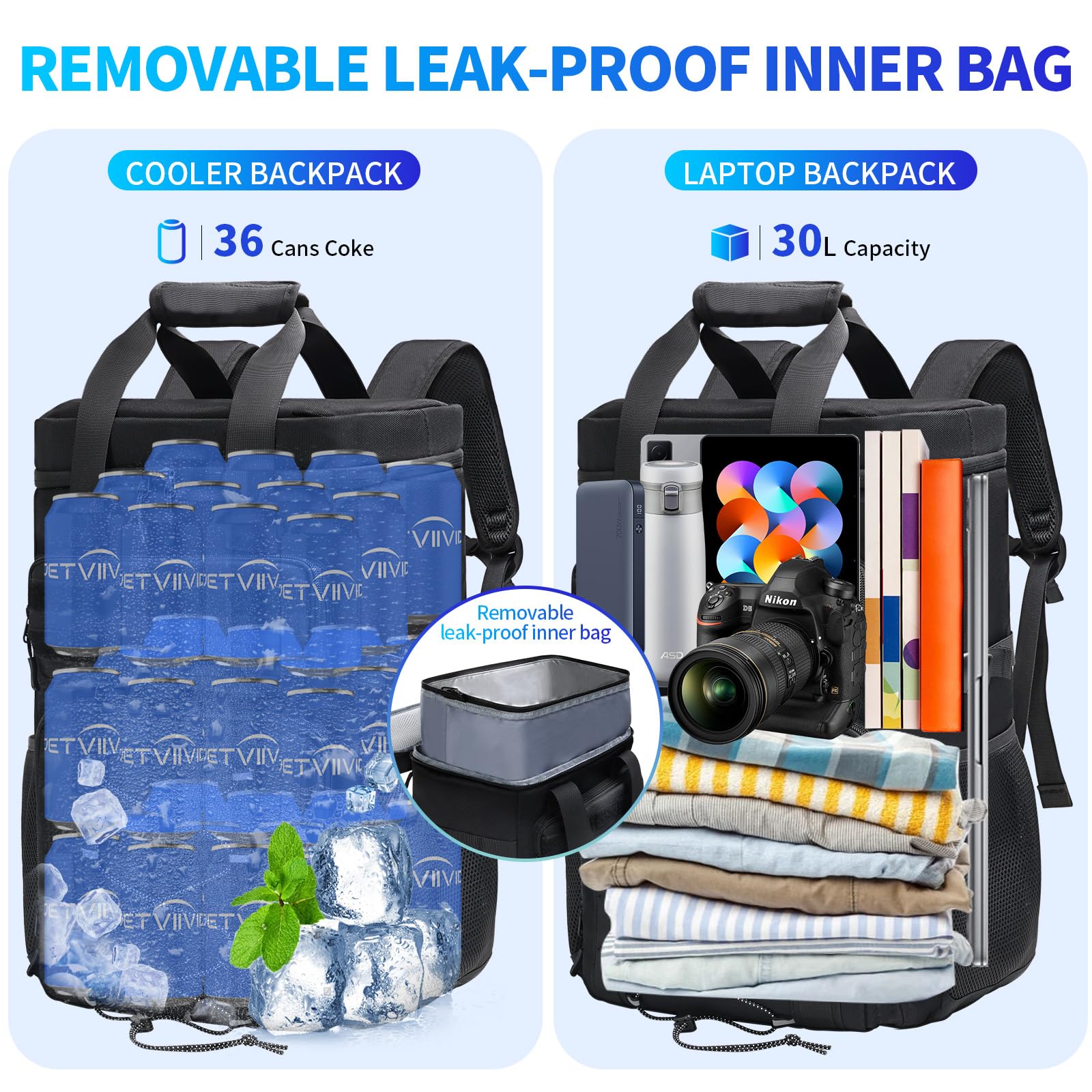 Jetviivid Cooler Backpack side pockets demonstrate organized storage for outdoor gear.