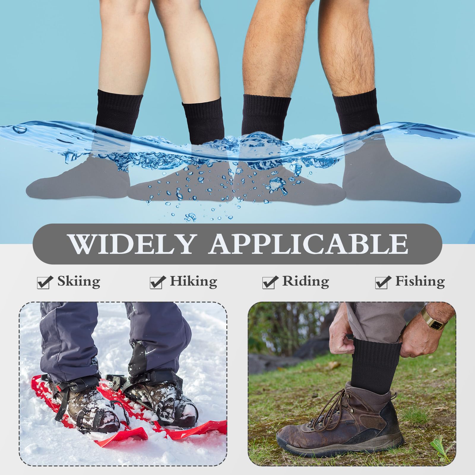 Jeyiour-waterproof-socks-outdoor-activities-camping-hiking shows versatile daily use