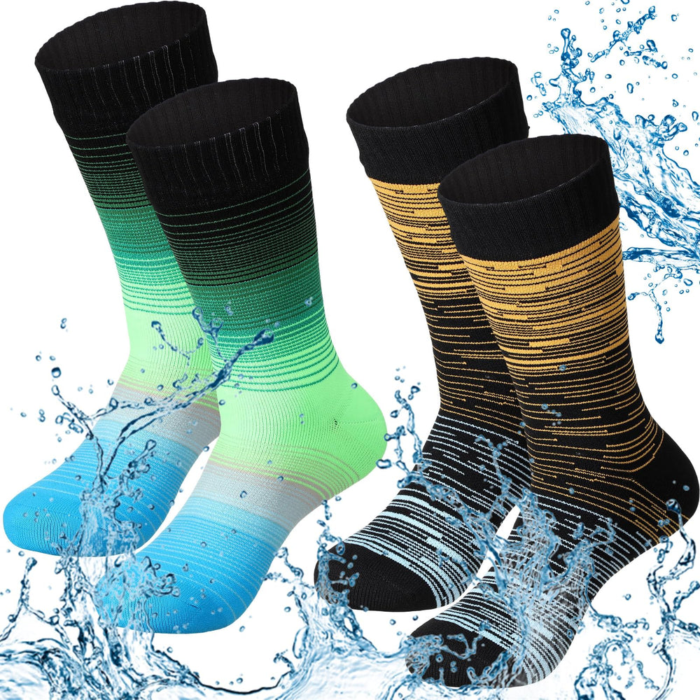 Jeyiour waterproof socks pack of two pairs keeps feet dry during outdoor adventures.