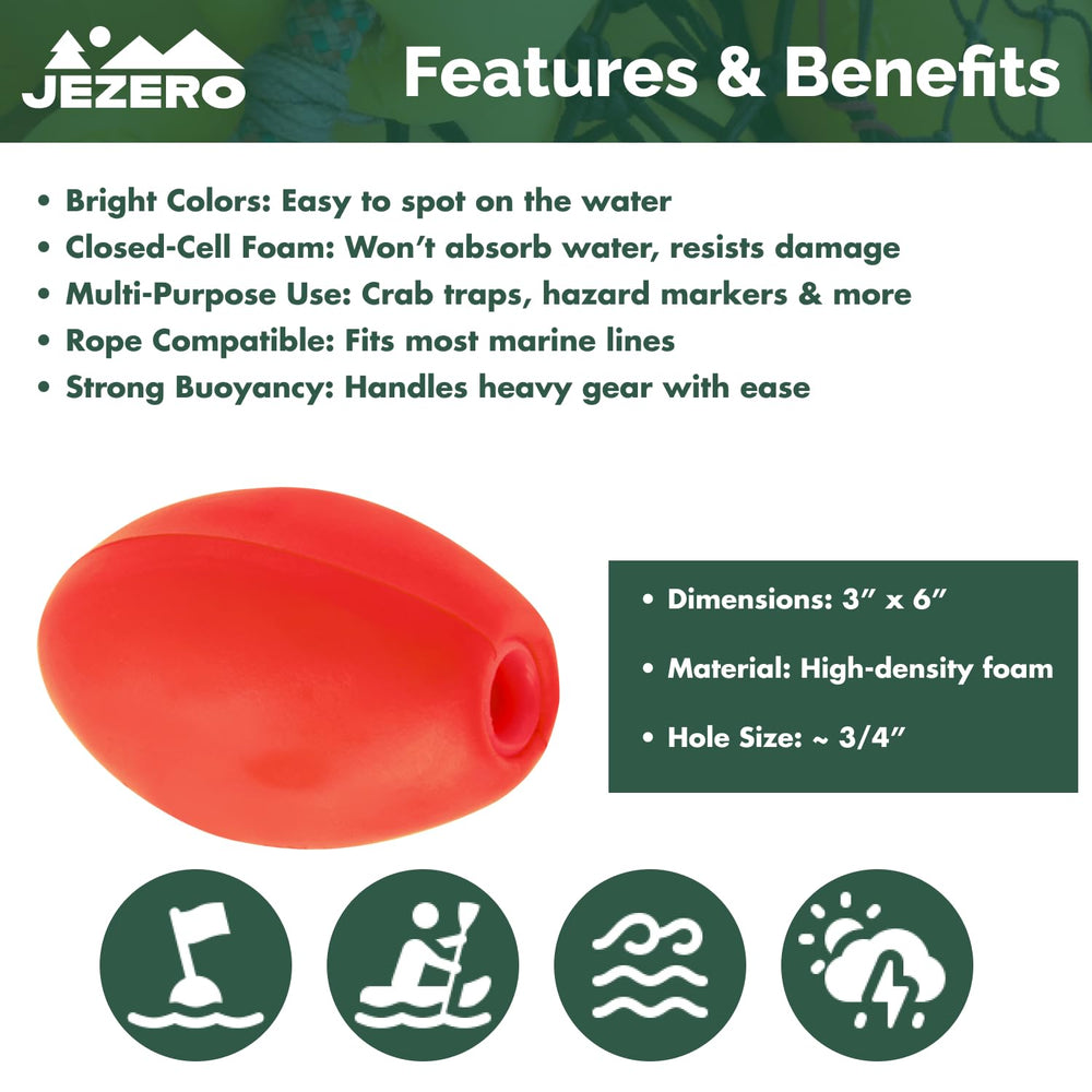 JEZERO Deep Water Floats red 6x3 used as trail marker for lake navigation