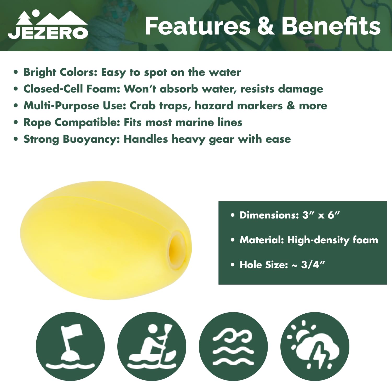 JEZERO trail marker float yellow, easy spotting from afar.