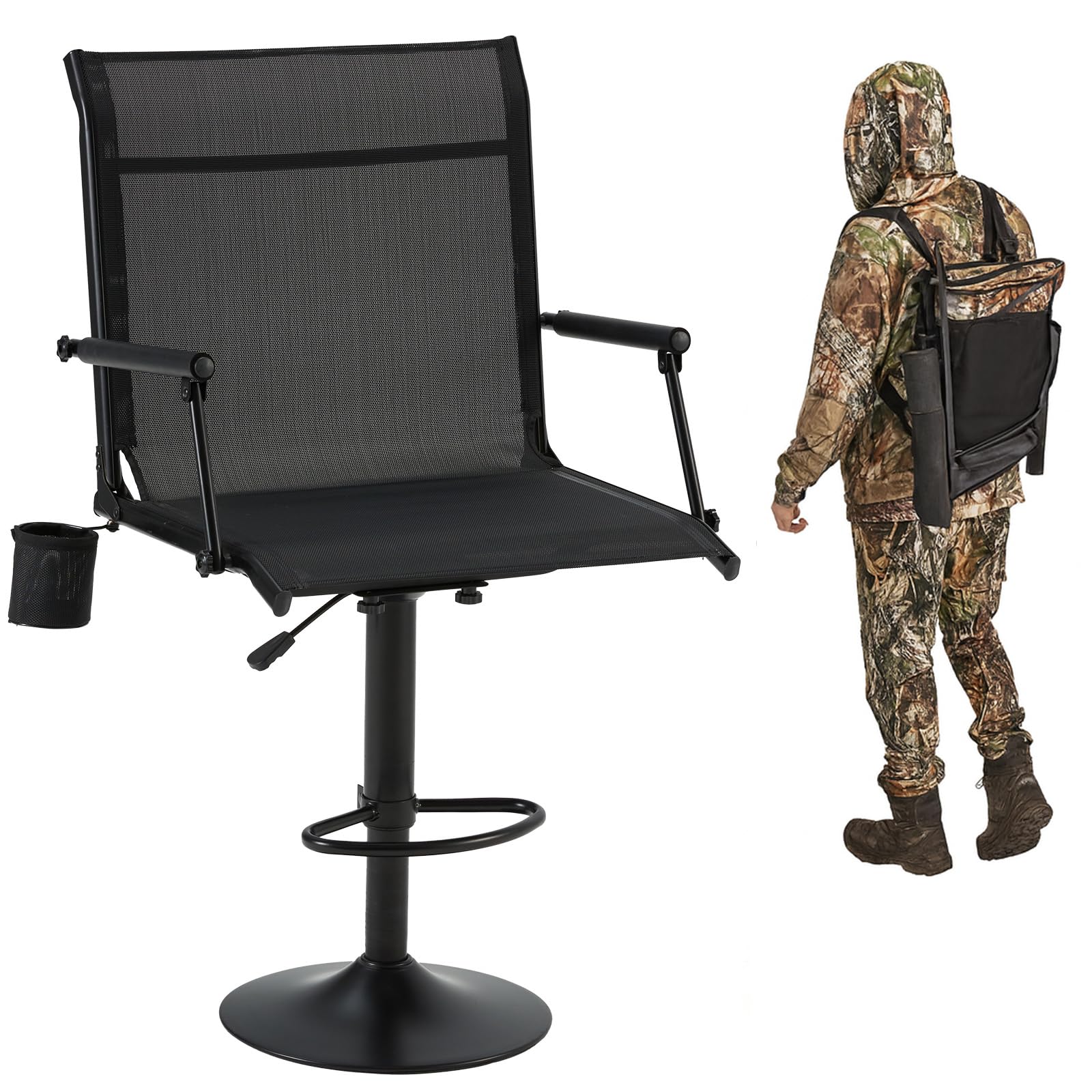 JFHID 360° swivel hunting bar chair base offers stable support on outdoor platforms.