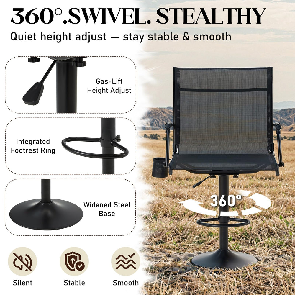 JFHID 360° swivel hunting bar chair mesh back keeps you cool.